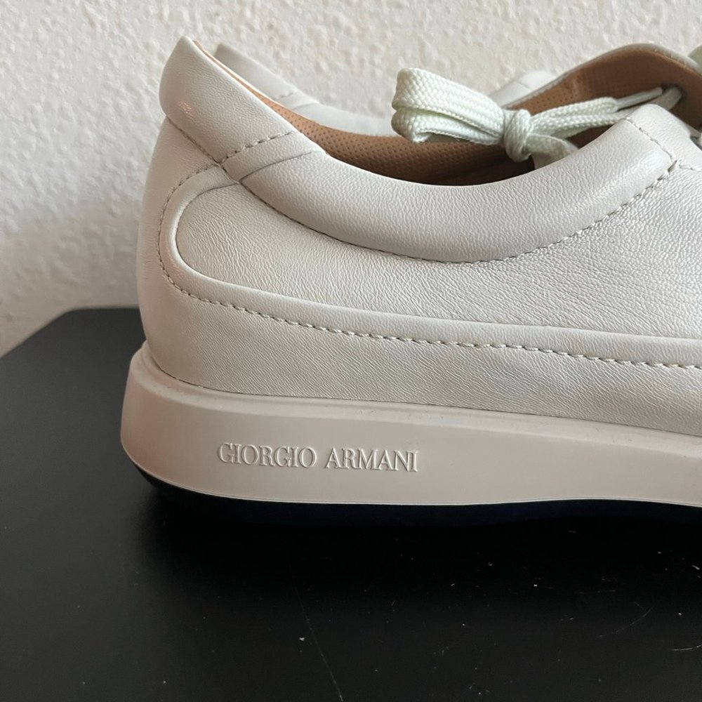NIB Giorgio Armani Men's White Leather Casual Shoes Sneakers Sz 11 Style X2C621 - Picture 3 of 15